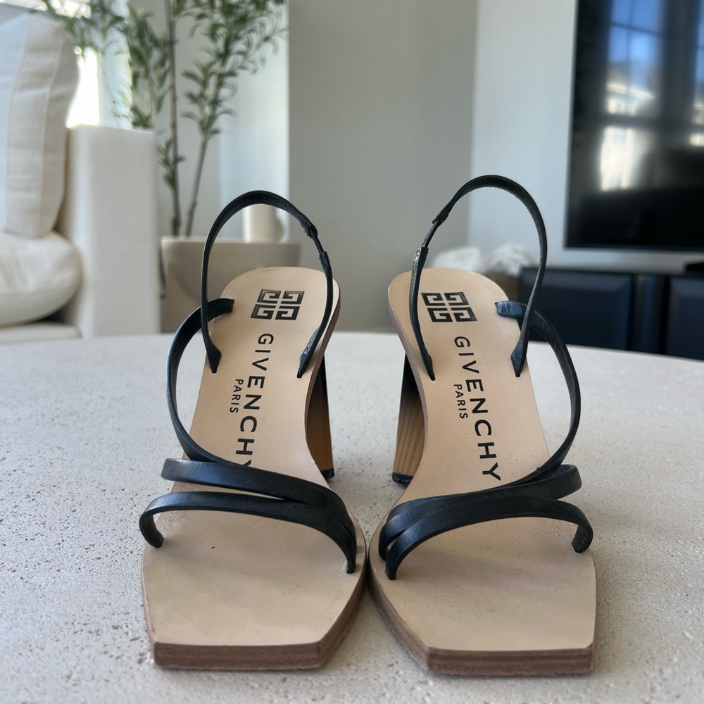 Givenchy Black and Cream Strappy Heels